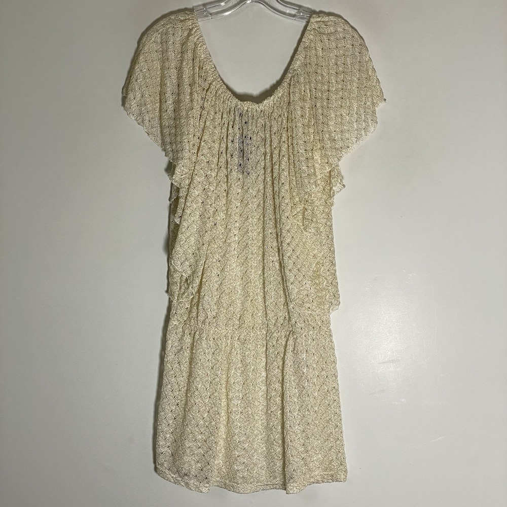 Elif Jordan Taylor Tunic Swim Coverup Womens Large Beige Lace Flowy Beach Classy